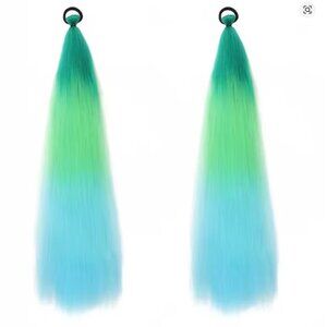 2-Ponytail Extension with Elastic Tie Hair Band 24" Long Straight